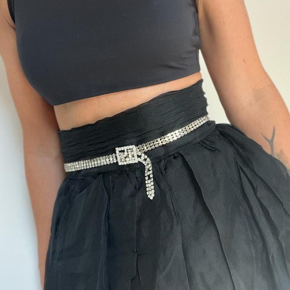 Women's Small/Medium Belt Clear Rhinestone Jewel Belt Glam